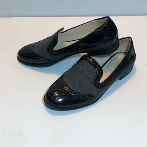 Studio Paolo wingtip wool and faux patent leather loafers size 5.5